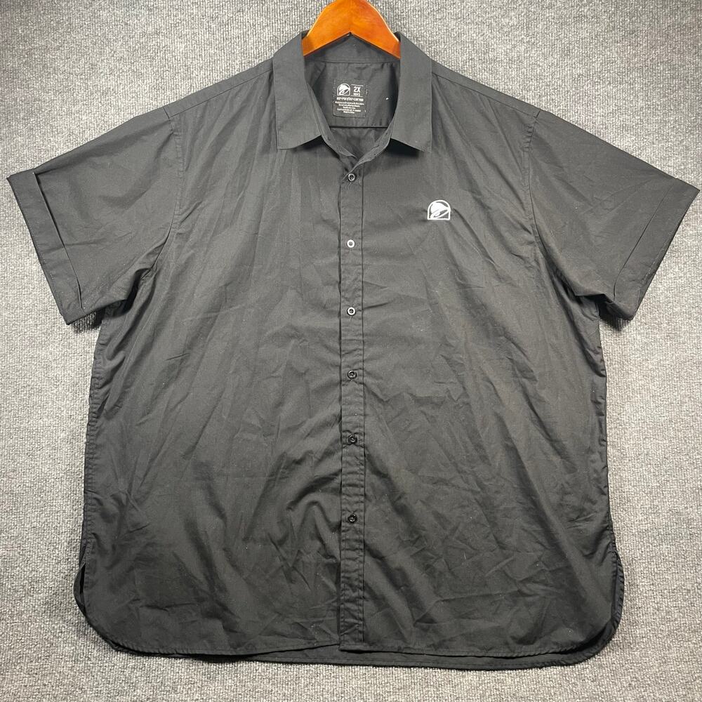 Taco Bell Shirt Men's 2X Black Button Up Short Sleeve Employee Workwear